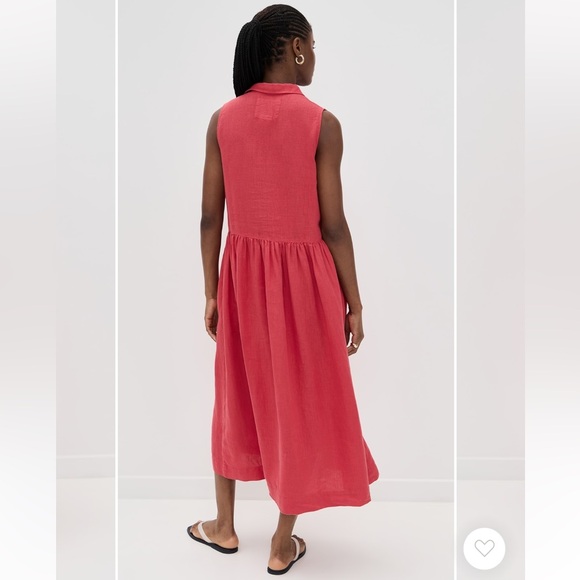 Frank & Eileen Daphne Sleeveless Popover Dress in Summer Red Sz XS Washed Linen - Picture 15 of 16